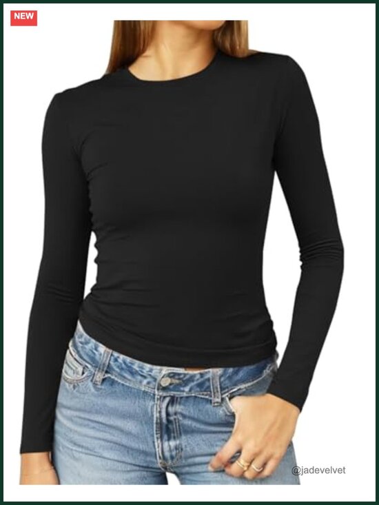 Tops - Slim Long Sleeve Cropped T-Shirt Y2K Going Out Top